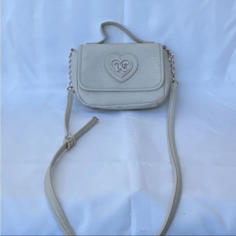 Juicy Couture Cream Heart-Logo Crossbody Bag